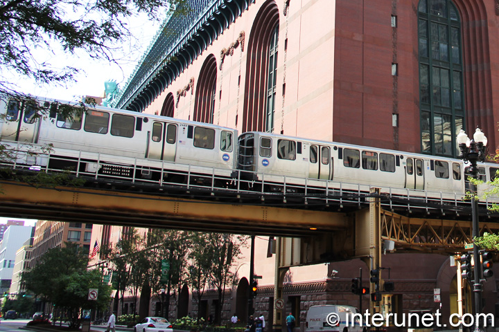 Public transportation CTA Blue Line train in Chicago