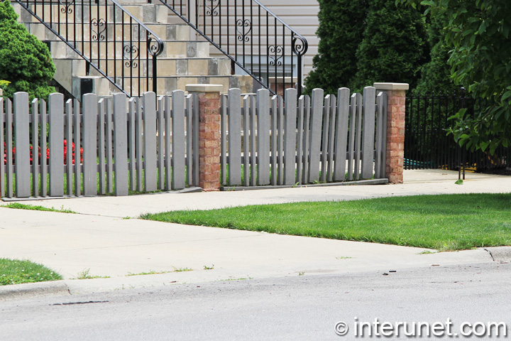 grey fence brick-posts-low-wood-fence-grey
