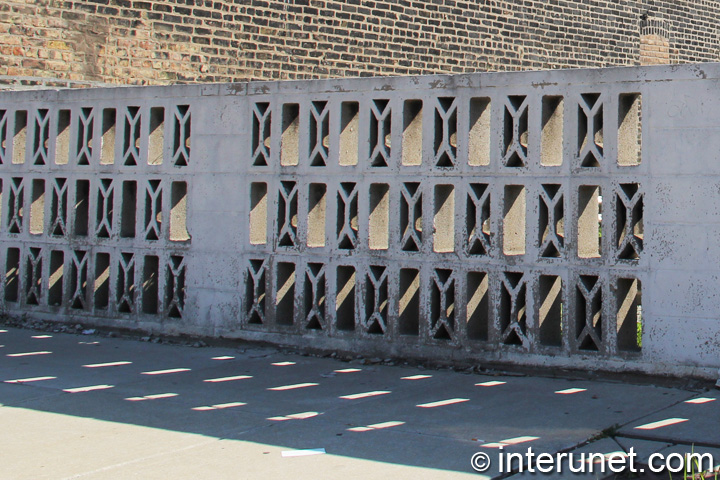 concrete blocks fence older fence made from concrete blocks