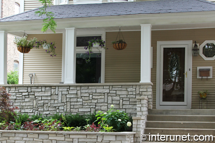stone porch stone-front-porch-decorated
