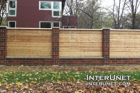 Fence brick-wood-fence-combination