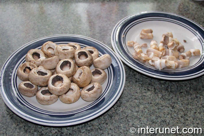 mushrooms separating-mushrooms-caps-from-stalks