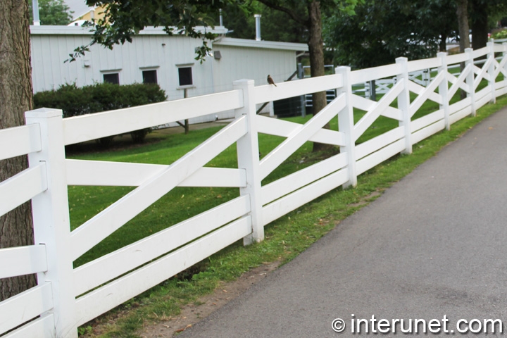 white vinyl farm fence