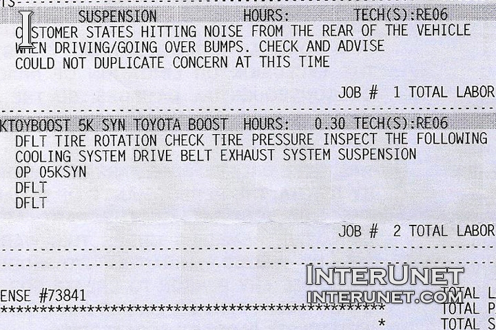 Customer Receipt customer-receipt-with-recorded-rear-noise-issue-2016-Toyota-Camry