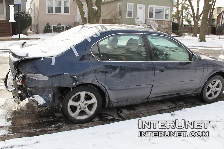 car after collision Nissan-Maxima-after-rear-right-side-collision