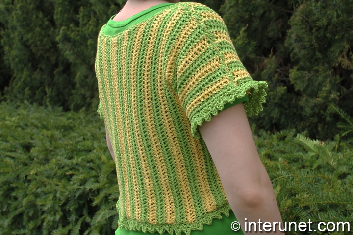 crochet women's cardigan crochet-front-tie-cardigan-two-colors-combination