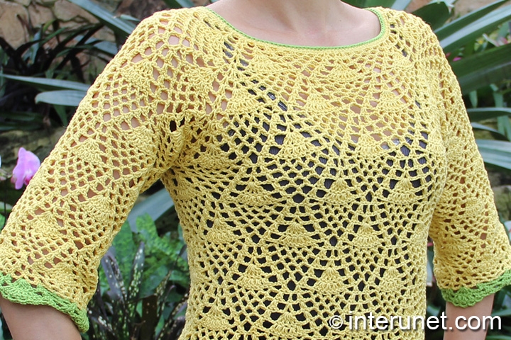 pineapple stitch crochet-women's-sweater